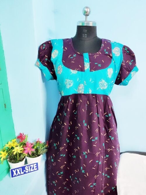 Yoga and Beauty Branded Puff sleeve Frock Model Nighty