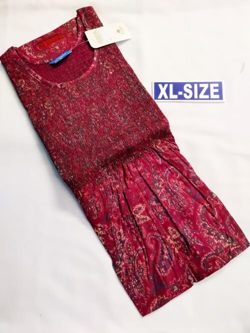 Smocking Nighty  Red pattern