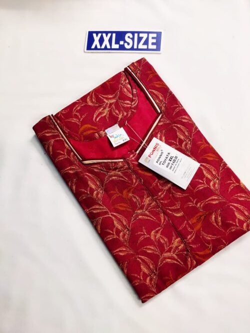Ponnis Premium Quality Nighty Dark Red Color With Flower Print Design