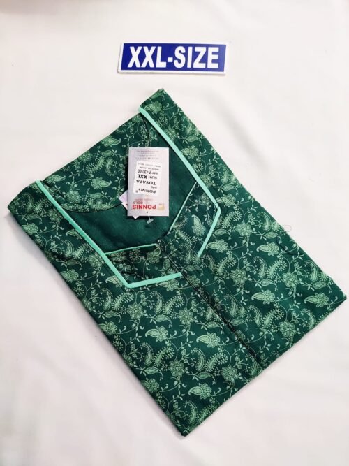 Ponnis Premium Quality Nighty Green Color With Flower Print Design
