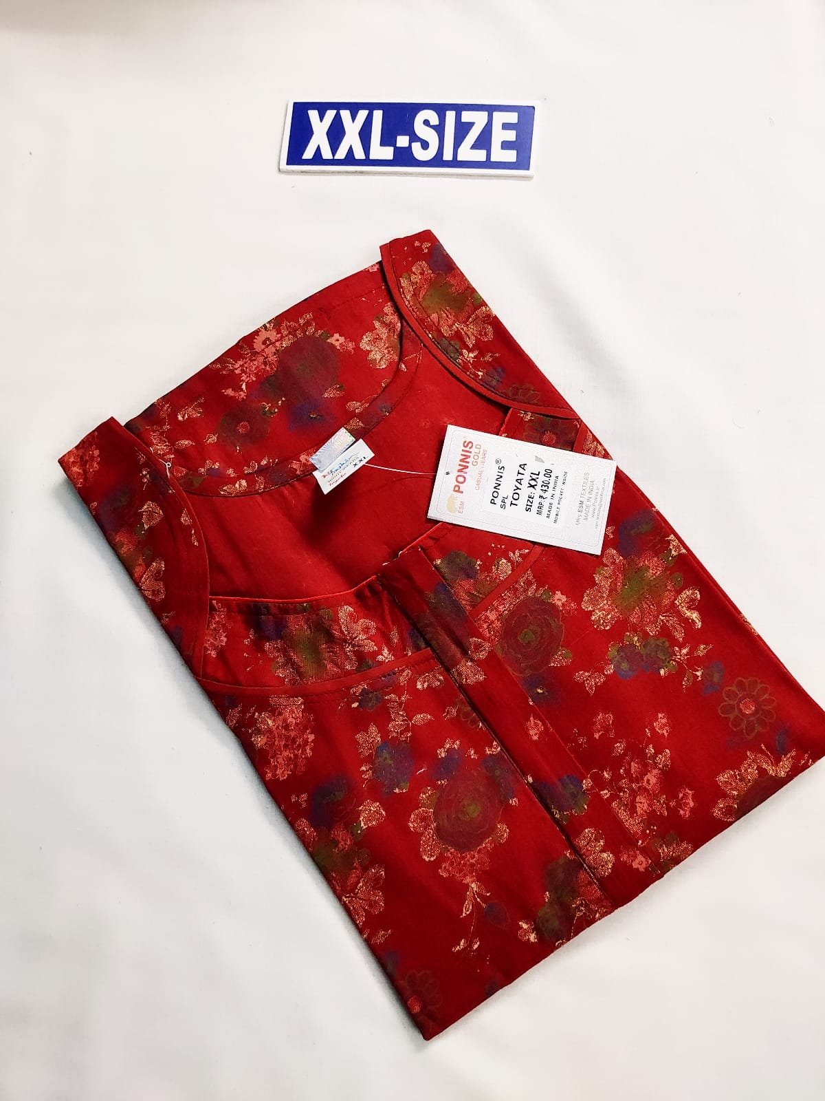 Ponnis Premium Quality Nighty Dark Red Color