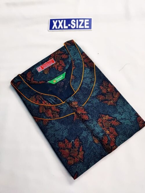 Thavam 60 Inches Height Nighty Blue Color With Flower Print Design