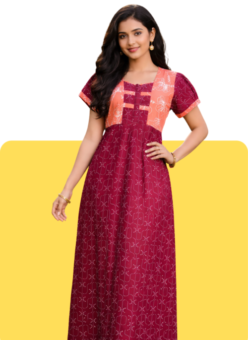 Puff Sleeve Frock Model Nighties