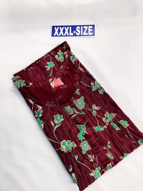 Vikas and Beauty Nighty Maroon with Flower print