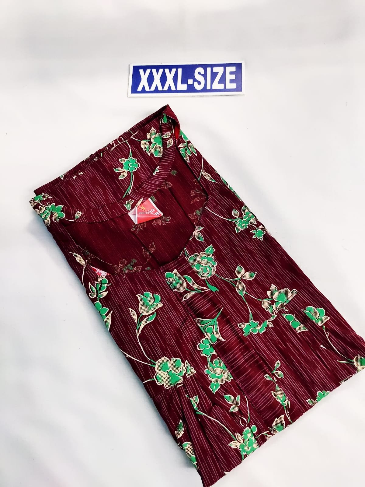 Vikas and Beauty Nighty Maroon with Flower print
