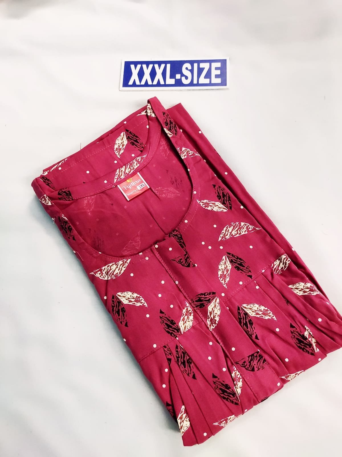 Vikas and Beauty Nighty Pink color with leaf design