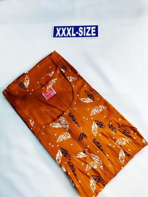 Vikas and Beauty Nighty Orange color with leaf design