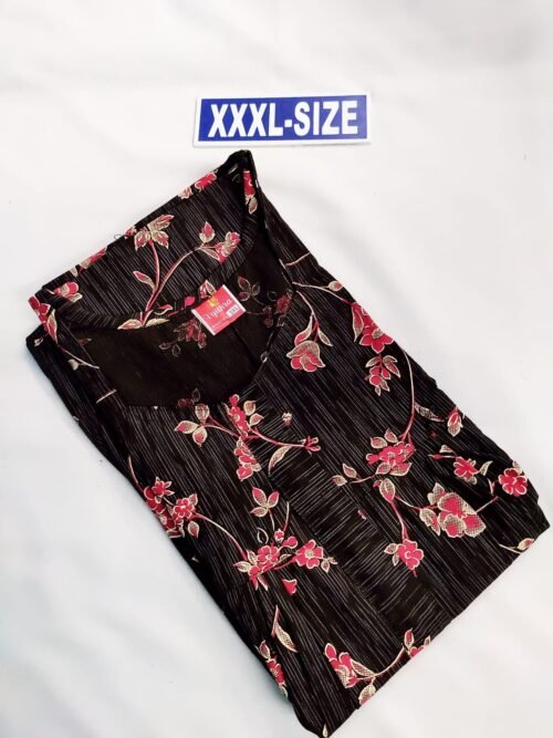 Vikas and Beauty Nighty Black Color With Flower Design