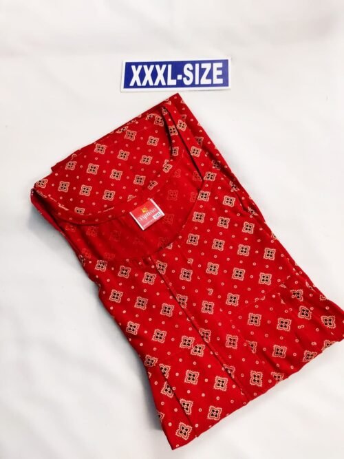 Vikas and Beauty Nighty Red Color With Flower Design