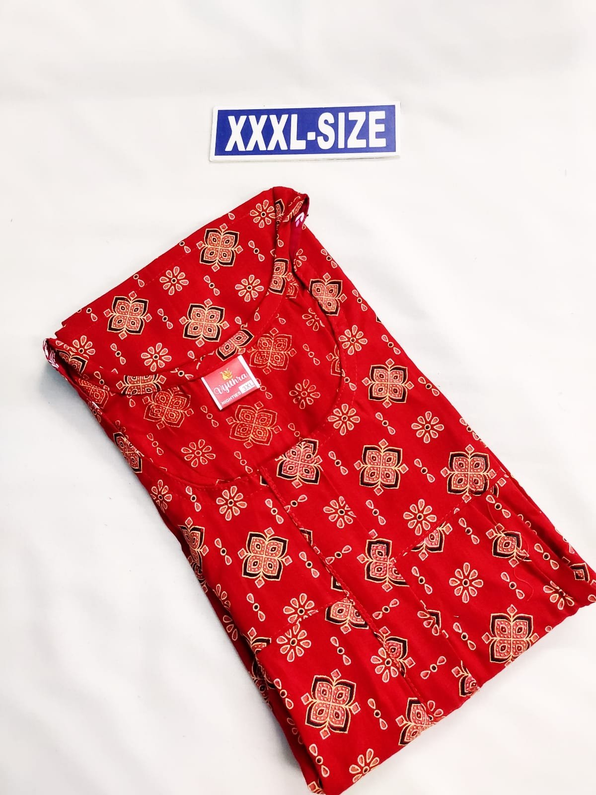 Vikas and Beauty Nighty Red Color With Flower Design