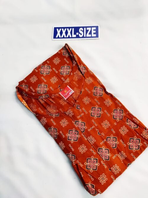 Vikas and Beauty Nighty Dark Orange Color With Flower Design