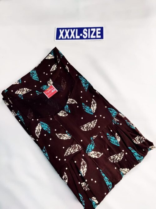 Vikas and Beauty Nighty Coffee Color With Leaf Print