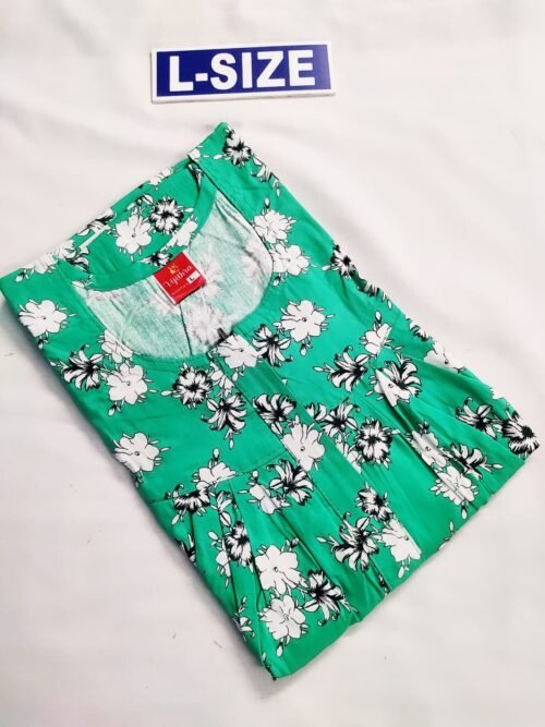 Vikas And Beauty Nighty Green Color With Flower Print