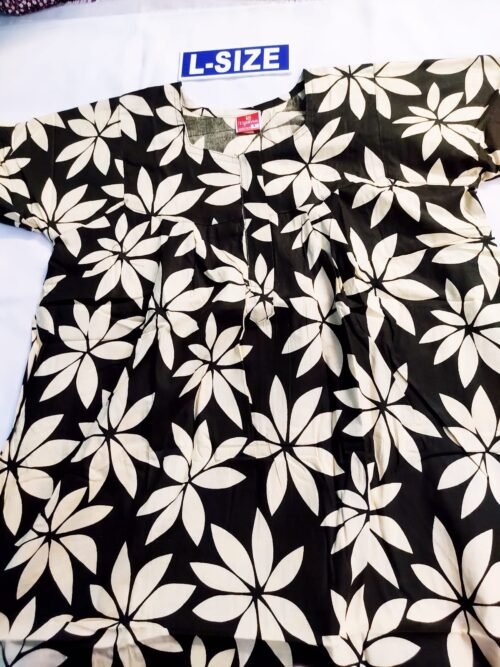 Vikas And Beauty Nighty Black Color With Flower Print