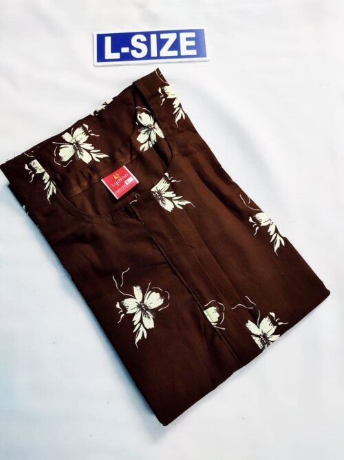 Vikas And Beauty Nighty Coffee Brown Color With Flower Print