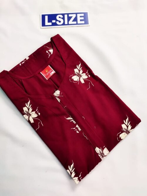 Vikas And Beauty Nighty Maroon Color With Flower Print