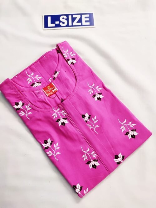 Vikas And Beauty Nighty Pink Color With Leaf Print