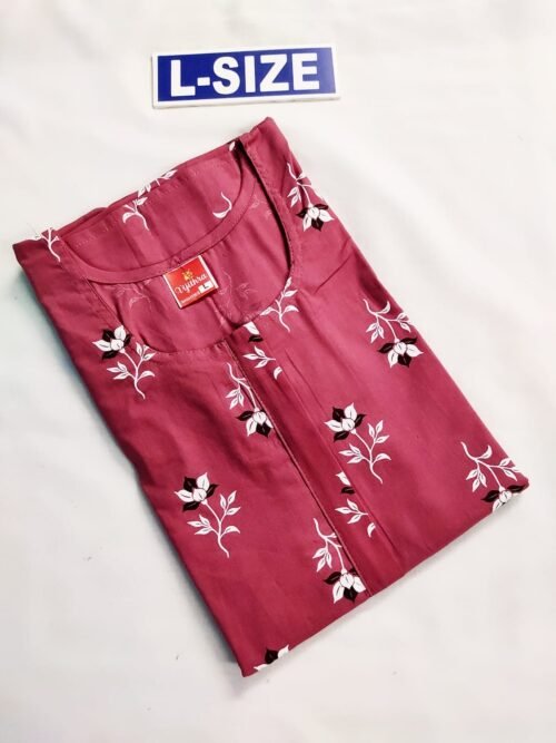 Vikas And Beauty Nighty Baby Pink Color With Leaf Print