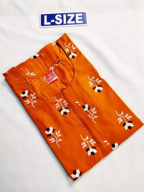 Vikas And Beauty Nighty Orange Color With Leaf Print