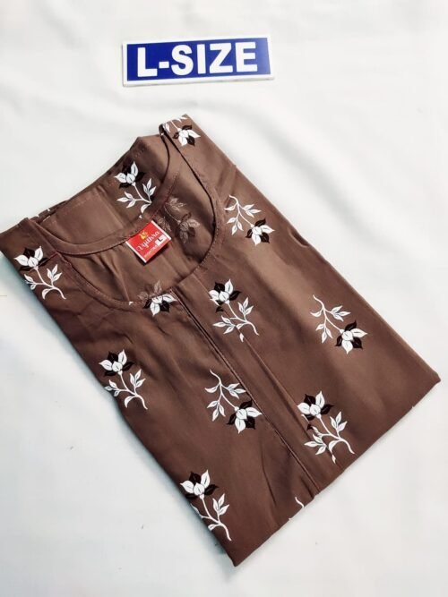 Vikas And Beauty Nighty Brown Color With Leaf Print