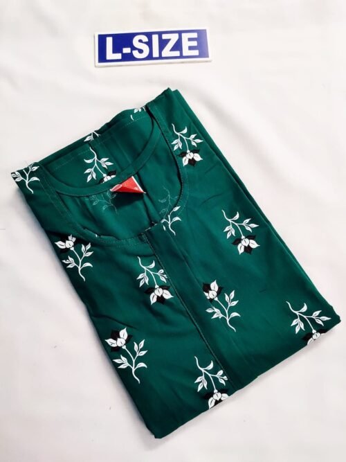 Vikas And Beauty Nighty Olive Green Color With Leaf Print