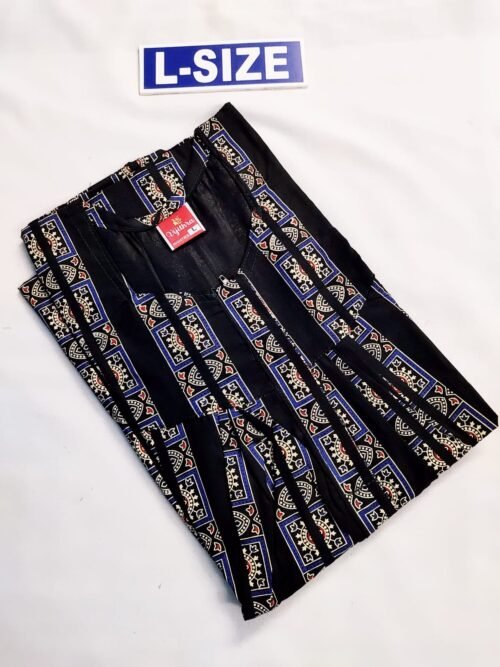 Vikas And Beauty Nighty Black Color With Flower Print