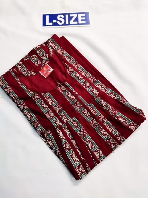 Vikas And Beauty Nighty Maroon Color With Flower Print