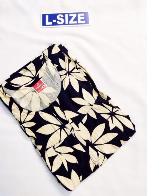 Vikas And Beauty Nighty Black Color With White Flower Print
