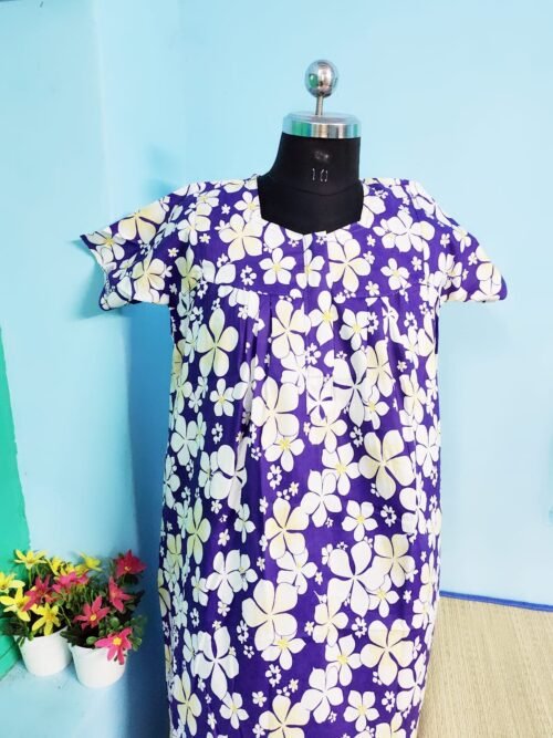 Vijithra Nighty Violet Color With Flower Print