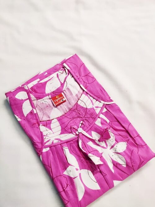 Vijithra Nighty Baby Pink Color With Flower Design