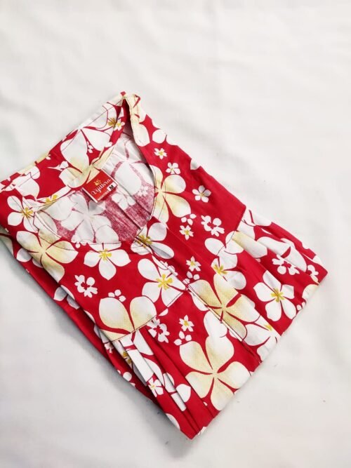 Vijithra Nighty Red Color With Flower Design