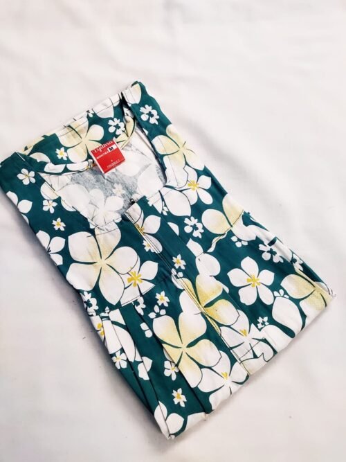 Vijithra Nighty Classic Dark Green Color With Flower Design