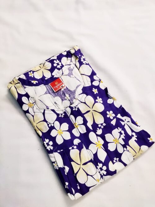 Vijithra Nighty Ink Blue Color With Flower Design