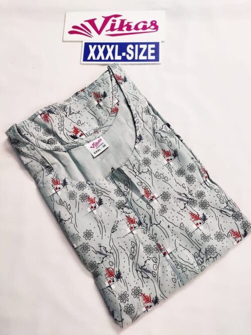 Vikas and Beauty Nighty Ash Color With Black Print