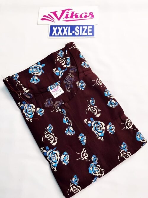 Vikas and Beauty Nighty Brown Color With Rose Print