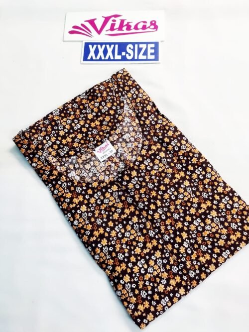 Vikas and Beauty Nighty Maroon With Small Flower Print