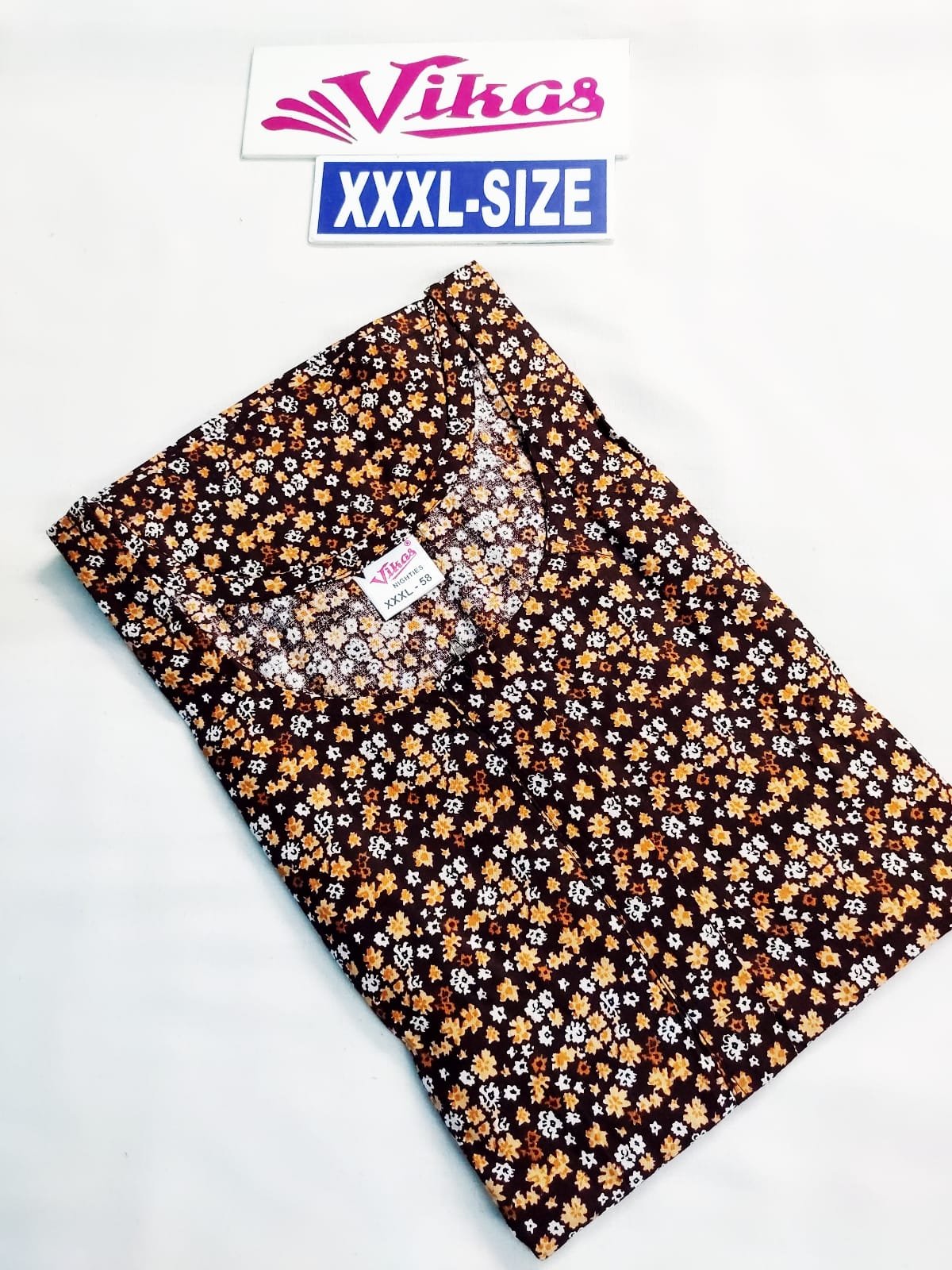 Vikas and Beauty Nighty Maroon With Small Flower Print