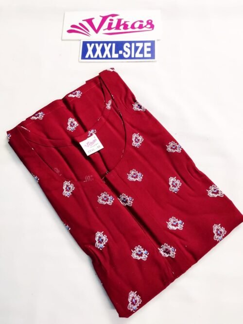 Vikas and Beauty Nighty Red Color With Flower Print