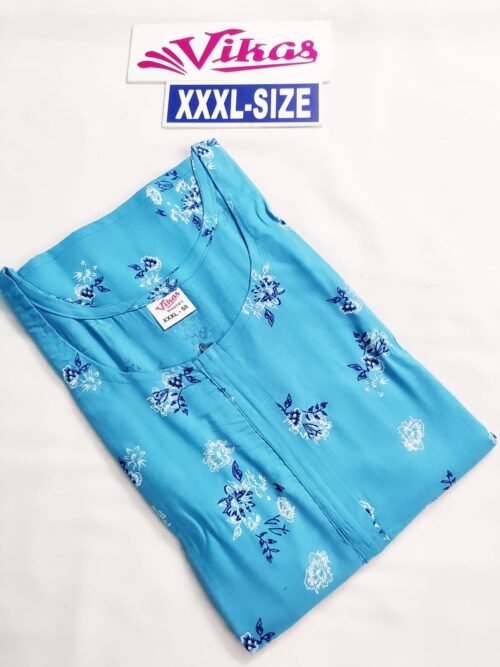 Vikas and Beauty Nighty Sky Blue Color With Flower Print