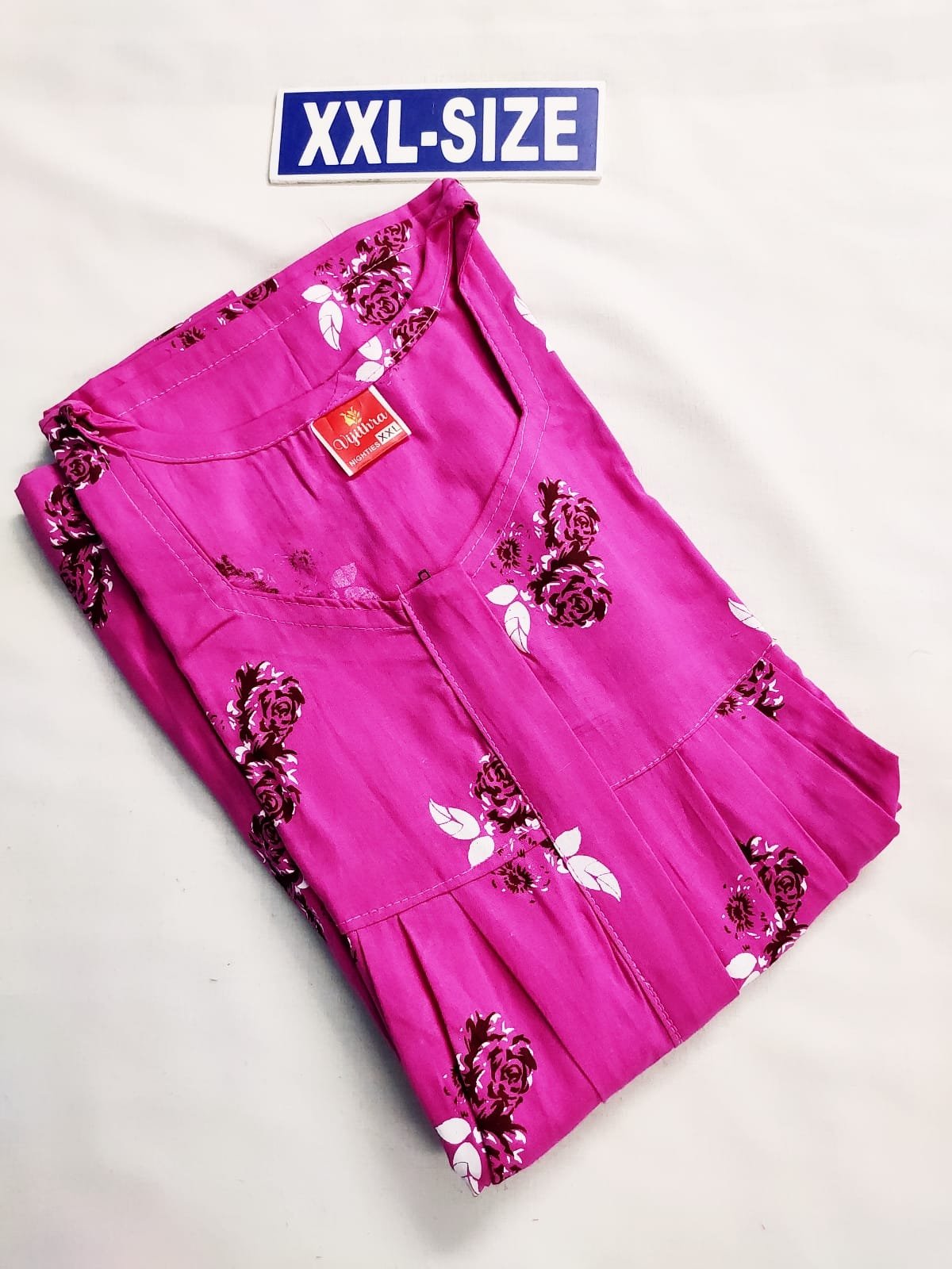 Vikas and Vijithra Nighty Pink Color With Rose Design