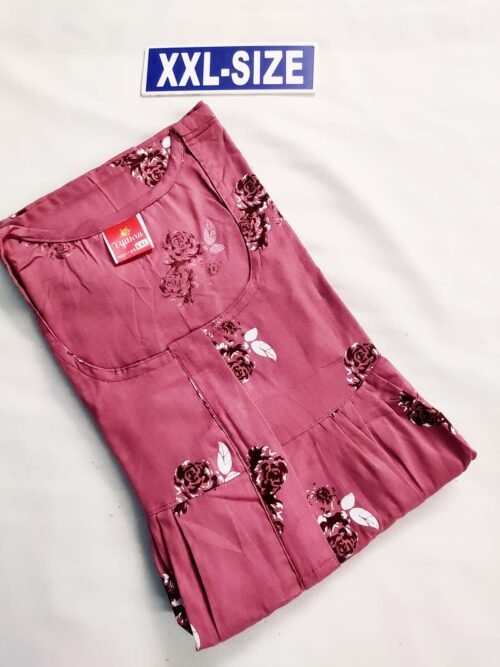 Vikas and Vijithra Nighty Peach Color With Flower Design