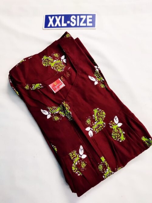 Vikas and Vijithra Nighty Maroon Color With Rose Print