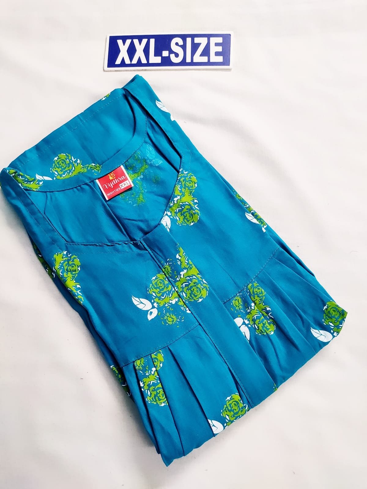 Vikas and Vijithra Nighty Blue Color With Rose Print