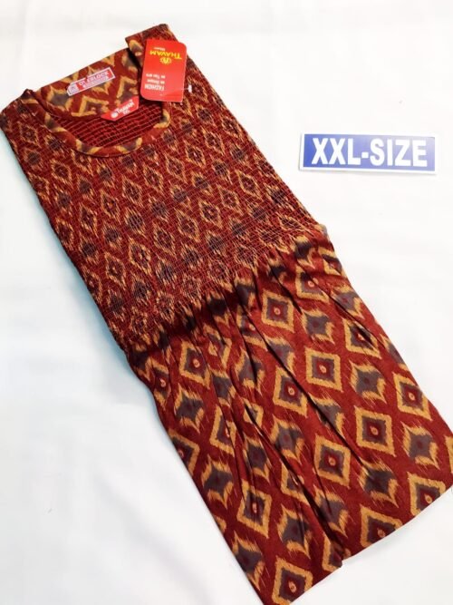 Thavam Smocking Pattern Model Nighty Maroon Color