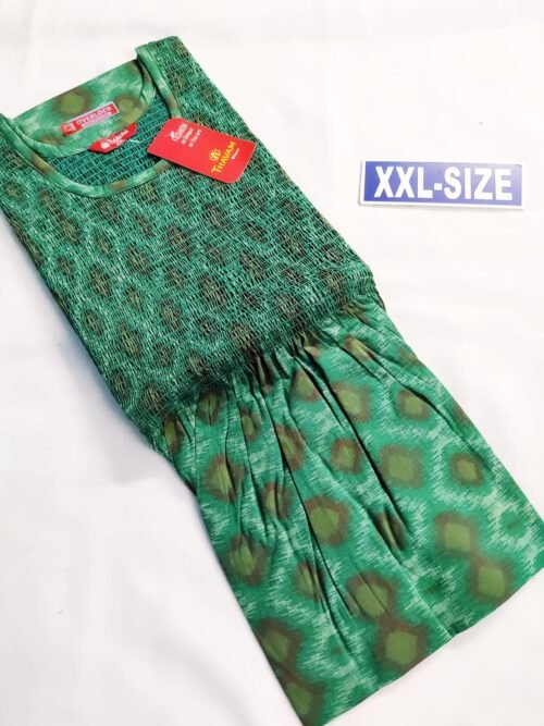 Thavam Smocking Pattern Model Nighty Green Color