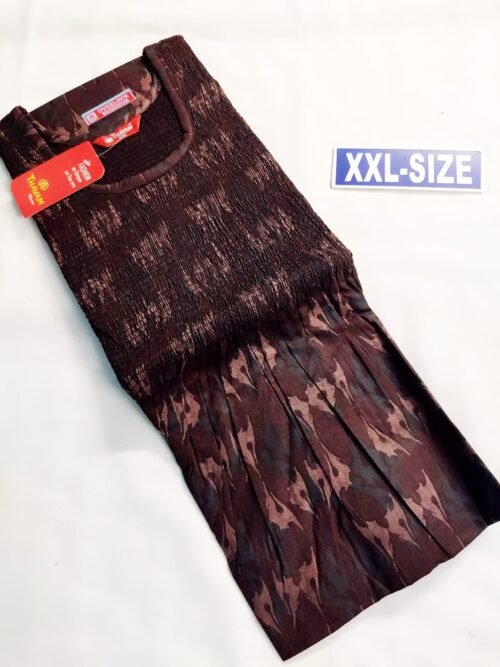 Thavam Smocking Pattern Model Nighty Coffee Brown Color