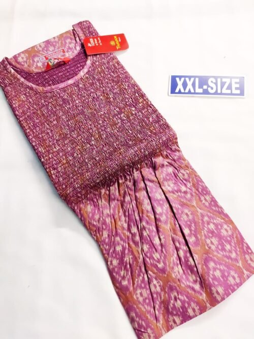 Thavam Smocking Pattern Model Nighty Peach Color