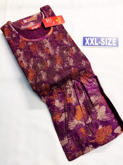 Thavam Smocking Pattern Model Nighty Wine With Orange Color