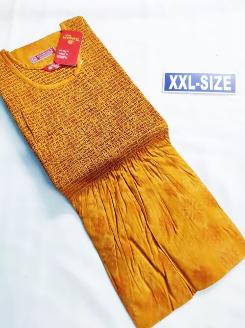 Thavam Smocking Pattern Model Nighty Yellow Color