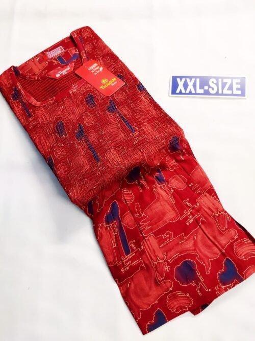 Thavam Smocking Pattern Model Nighty Red Color